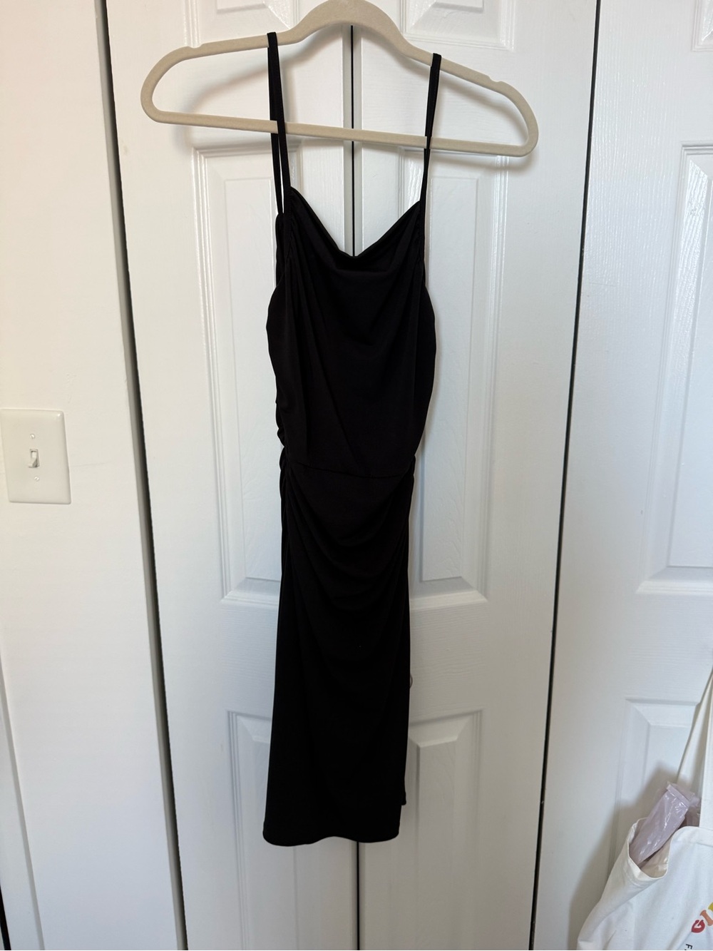 Forever 21 Black Draped Midi Slip Dress